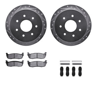 R1 Concepts® - eLINE Series Drilled and Slotted Rear Brake Kit with Ceramic Pads