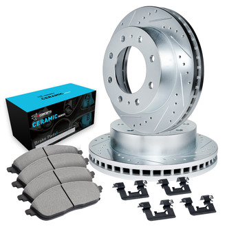 R1 Concepts® - Drilled and Slotted Front Brake Kit with Ceramic Pads