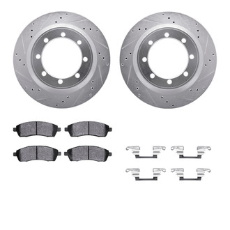 R1 Concepts® - eLINE Series Drilled and Slotted Rear Brake Kit with Ceramic Pads