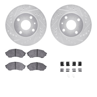R1 Concepts® - eLINE Series Drilled and Slotted Front Brake Kit with Ceramic Pads