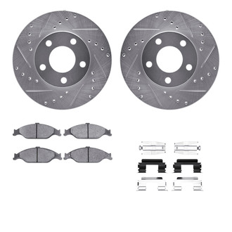 R1 Concepts® - eLINE Series Drilled and Slotted Front Brake Kit with Ceramic Pads