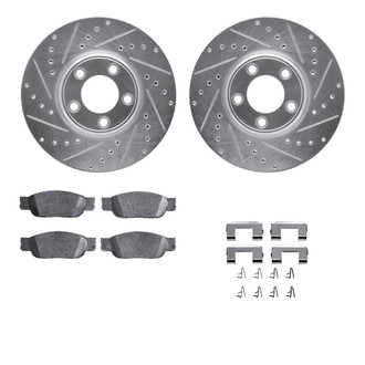 R1 Concepts® - eLINE Series Drilled and Slotted Front Brake Kit with Ceramic Pads