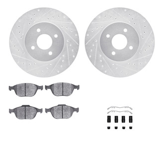 R1 Concepts® - eLINE Series Drilled and Slotted Front Brake Kit with Ceramic Pads