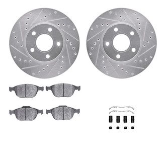 R1 Concepts® - eLINE Series Drilled and Slotted Front Brake Kit with Ceramic Pads
