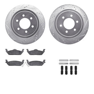 R1 Concepts® - eLINE Series Drilled and Slotted Rear Brake Kit with Ceramic Pads
