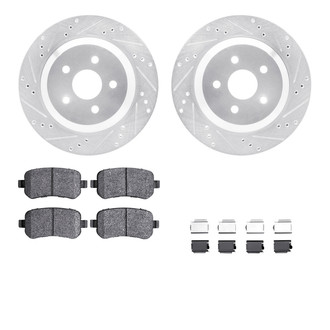 R1 Concepts® - eLINE Series Drilled and Slotted Rear Brake Kit with Ceramic Pads