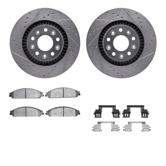 R1 Concepts® - eLINE Series Drilled and Slotted Front Brake Kit with Ceramic Pads