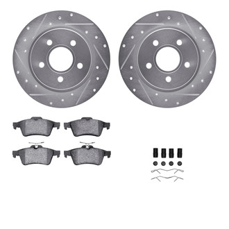 R1 Concepts® - eLINE Series Drilled and Slotted Rear Brake Kit with Ceramic Pads