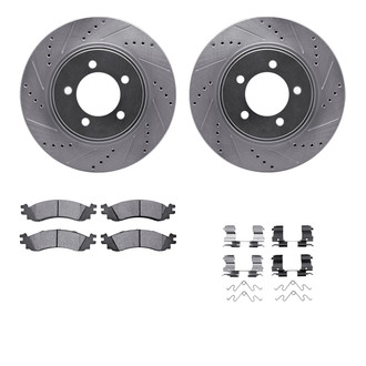 R1 Concepts® - eLINE Series Drilled and Slotted Front Brake Kit with Ceramic Pads