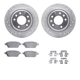 R1 Concepts® - eLINE Series Drilled and Slotted Rear Brake Kit with Ceramic Pads