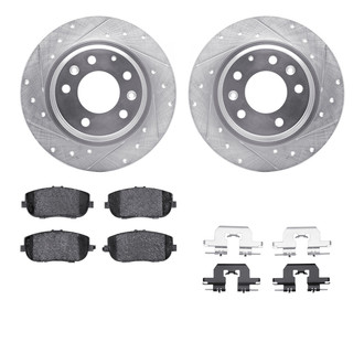 R1 Concepts® - eLINE Series Drilled and Slotted Rear Brake Kit with Ceramic Pads