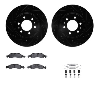 R1 Concepts® - eLINE Series Drilled and Slotted Front Brake Kit with Ceramic Pads