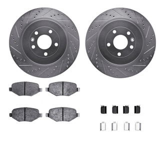 R1 Concepts® - eLINE Series Drilled and Slotted Rear Brake Kit with Ceramic Pads