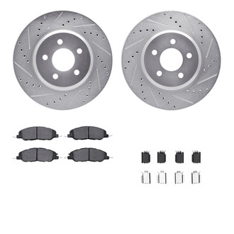 R1 Concepts® - eLINE Series Drilled and Slotted Front Brake Kit with Ceramic Pads