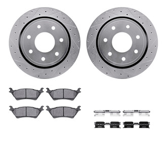 R1 Concepts® - eLINE Series Drilled and Slotted Rear Brake Kit with Ceramic Pads