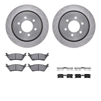 R1 Concepts® - eLINE Series Drilled and Slotted Rear Brake Kit with Ceramic Pads