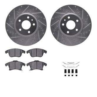 R1 Concepts® - eLINE Series Drilled and Slotted Front Brake Kit with Ceramic Pads