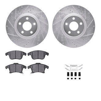 R1 Concepts® - eLINE Series Drilled and Slotted Front Brake Kit with Ceramic Pads