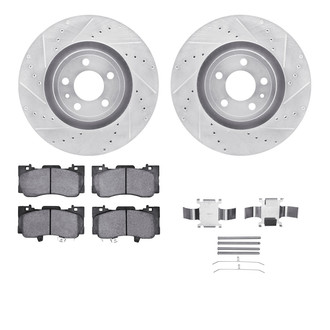 R1 Concepts® - eLINE Series Drilled and Slotted Front Brake Kit with Ceramic Pads