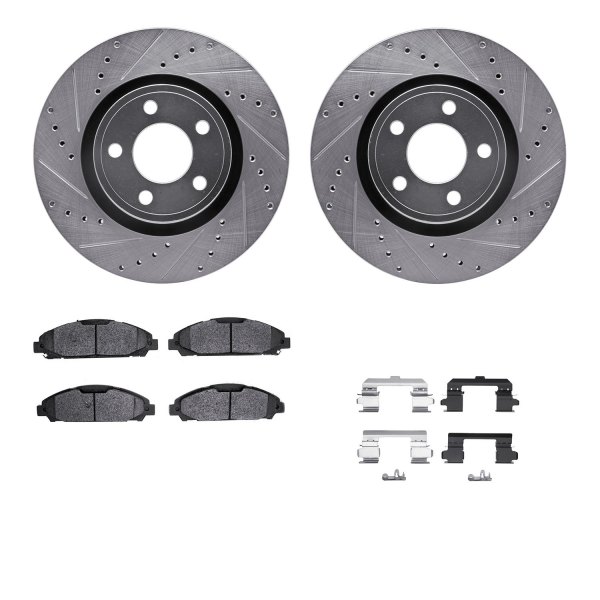  R1 Concepts® - eLINE Series Drilled and Slotted Front Brake Kit with Ceramic Pads