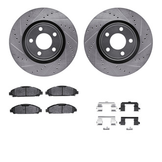 R1 Concepts® - eLINE Series Drilled and Slotted Front Brake Kit with Ceramic Pads