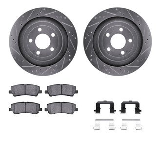 R1 Concepts® - eLINE Series Drilled and Slotted Rear Brake Kit with Ceramic Pads