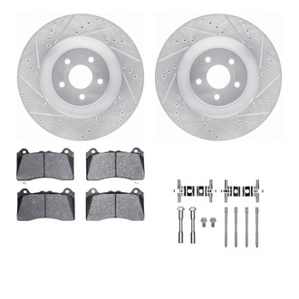 R1 Concepts® - eLINE Series Drilled and Slotted Front Brake Kit with Ceramic Pads