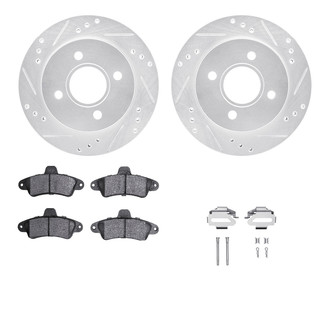 R1 Concepts® - eLINE Series Drilled and Slotted Rear Brake Kit with Ceramic Pads