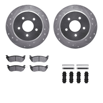 R1 Concepts® - eLINE Series Drilled and Slotted Rear Brake Kit with Ceramic Pads