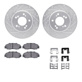 R1 Concepts® - eLINE Series Drilled and Slotted Front Brake Kit with Ceramic Pads