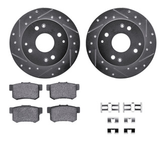 R1 Concepts® - eLINE Series Drilled and Slotted Rear Brake Kit with Ceramic Pads
