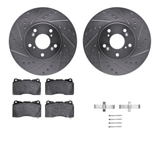 R1 Concepts® - eLINE Series Drilled and Slotted Front Brake Kit with Ceramic Pads