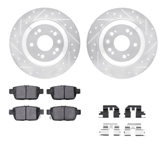 R1 Concepts® - eLINE Series Drilled and Slotted Rear Brake Kit with Ceramic Pads
