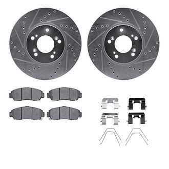 R1 Concepts® - eLINE Series Drilled and Slotted Front Brake Kit with Ceramic Pads