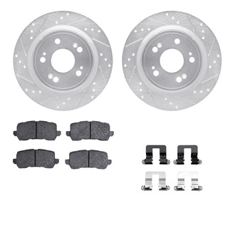 R1 Concepts® - eLINE Series Drilled and Slotted Rear Brake Kit with Ceramic Pads