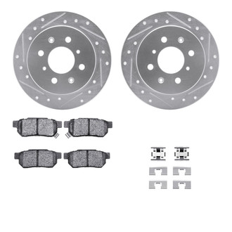 R1 Concepts® - eLINE Series Drilled and Slotted Rear Brake Kit with Ceramic Pads