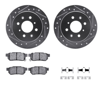 R1 Concepts® - eLINE Series Drilled and Slotted Rear Brake Kit with Ceramic Pads