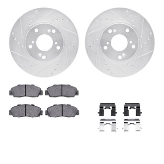 R1 Concepts® - eLINE Series Drilled and Slotted Front Brake Kit with Ceramic Pads
