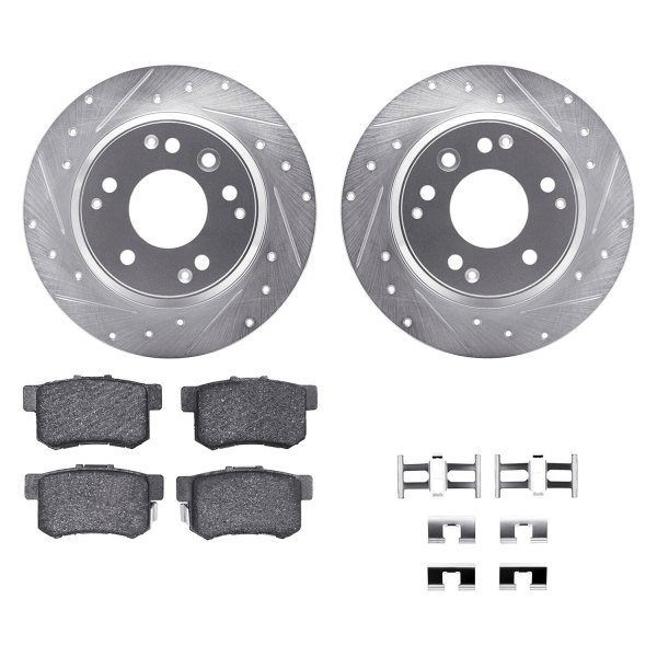  R1 Concepts® - eLINE Series Drilled and Slotted Rear Brake Kit with Ceramic Pads