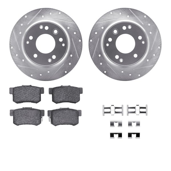  R1 Concepts® - eLINE Series Drilled and Slotted Rear Brake Kit with Ceramic Pads