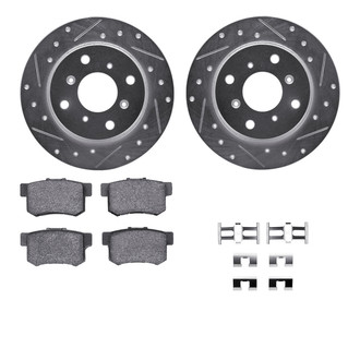 R1 Concepts® - eLINE Series Drilled and Slotted Rear Brake Kit with Ceramic Pads