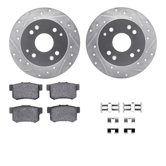 R1 Concepts® - eLINE Series Drilled and Slotted Rear Brake Kit with Ceramic Pads