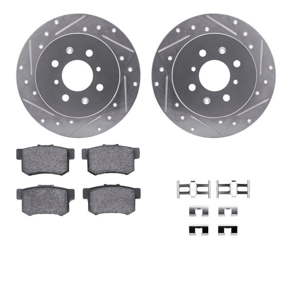  R1 Concepts® - eLINE Series Drilled and Slotted Rear Brake Kit with Ceramic Pads