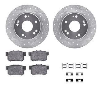 R1 Concepts® - eLINE Series Drilled and Slotted Rear Brake Kit with Ceramic Pads