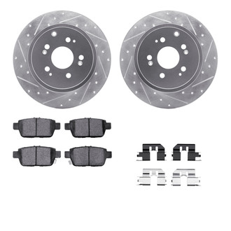R1 Concepts® - eLINE Series Drilled and Slotted Rear Brake Kit with Ceramic Pads