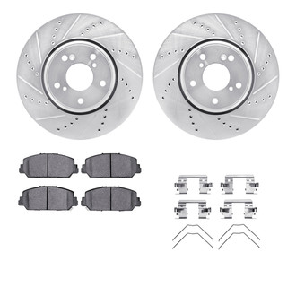 R1 Concepts® - eLINE Series Drilled and Slotted Front Brake Kit with Ceramic Pads