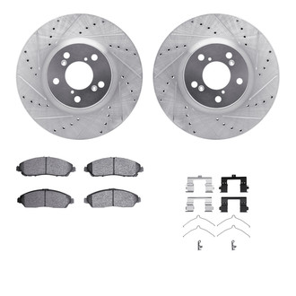 R1 Concepts® - eLINE Series Drilled and Slotted Front Brake Kit with Ceramic Pads