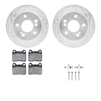 R1 Concepts® - eLINE Series Drilled and Slotted Rear Brake Kit with Ceramic Pads