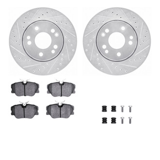 R1 Concepts® - eLINE Series Drilled and Slotted Front Brake Kit with Ceramic Pads