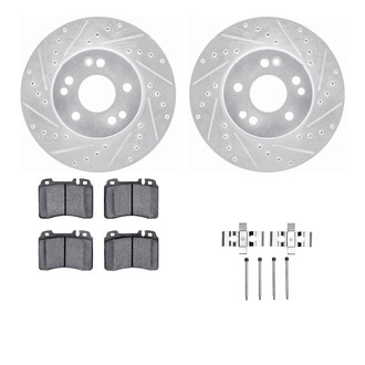 R1 Concepts® - eLINE Series Drilled and Slotted Front Brake Kit with Ceramic Pads